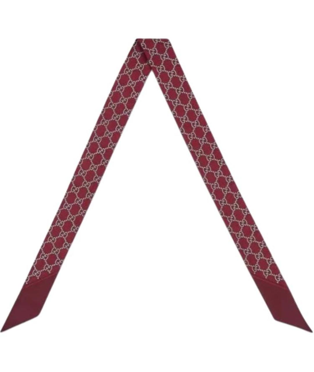 GUCCI Бордовый шелковый шарф, фото 1