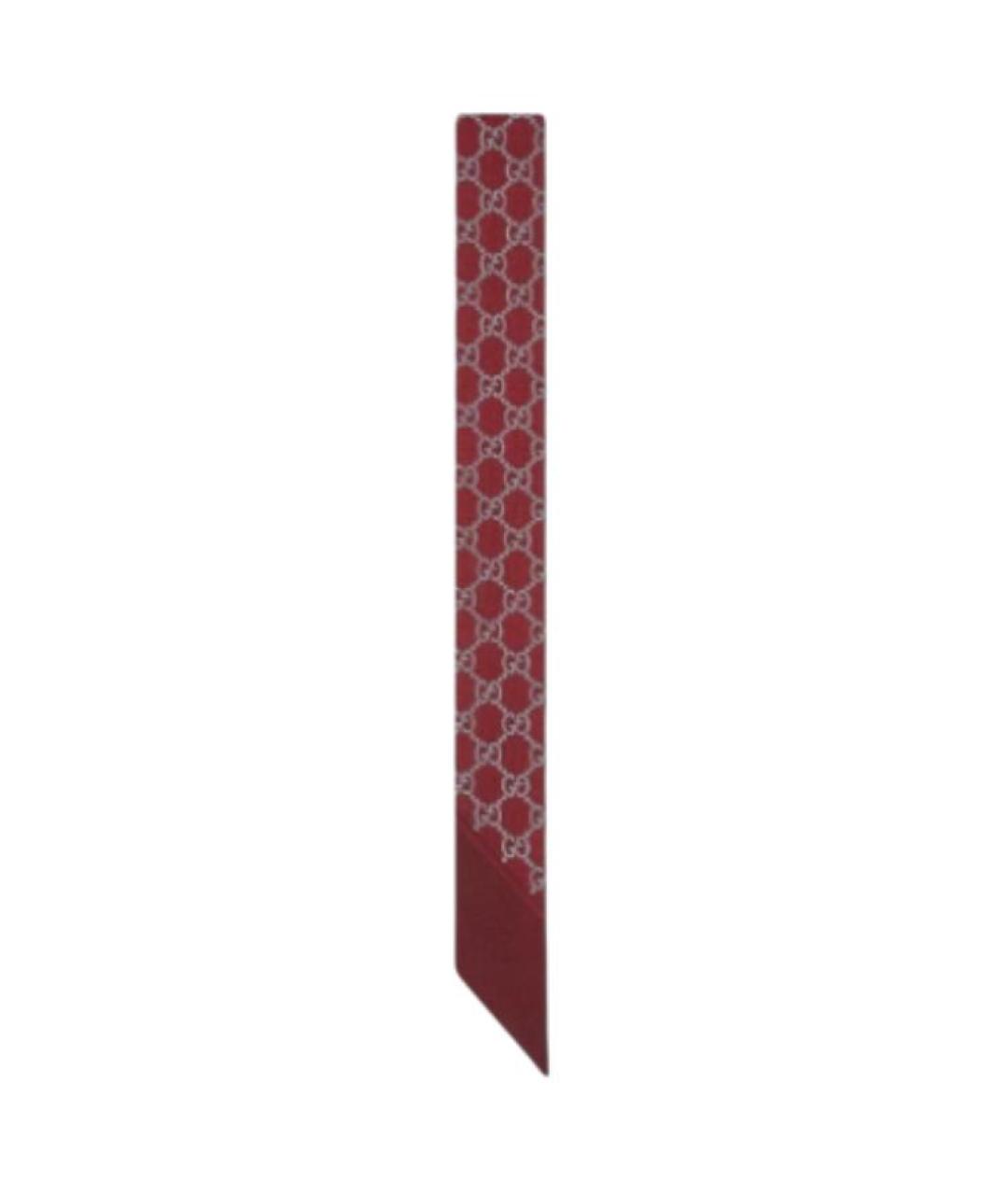 GUCCI Бордовый шелковый шарф, фото 2