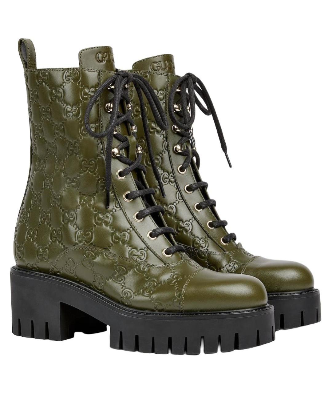 GUCCI Хаки кожаные полусапоги, фото 3