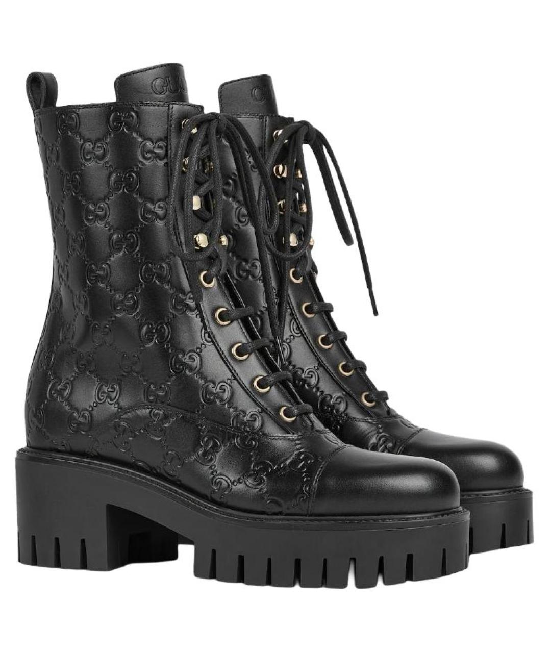 GUCCI Черные кожаные полусапоги, фото 3
