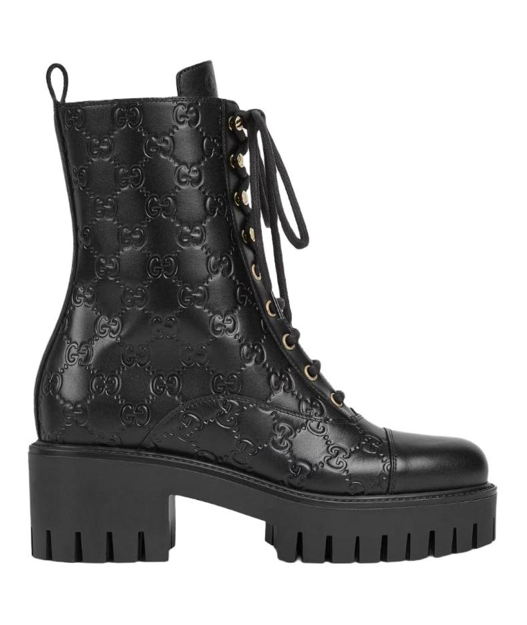GUCCI Черные кожаные полусапоги, фото 1