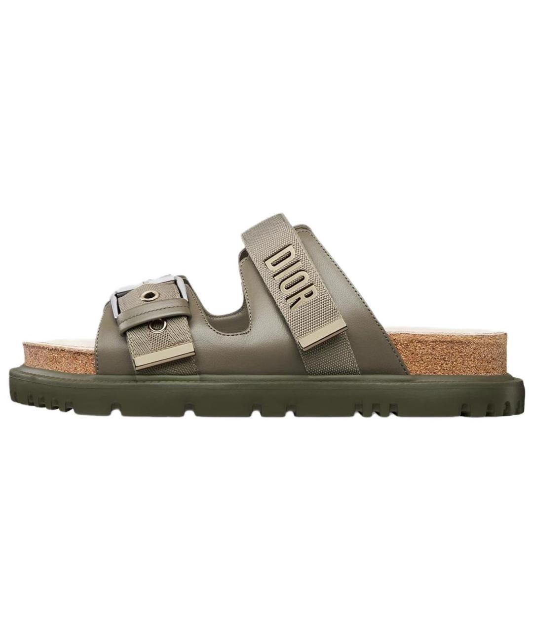 CHRISTIAN DIOR Зеленые кожаные сандалии, фото 2