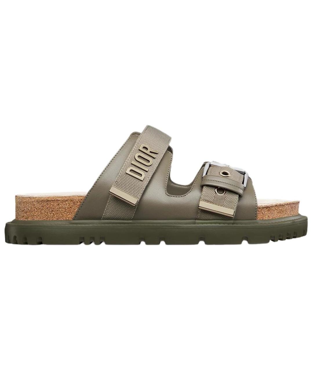 CHRISTIAN DIOR Зеленые кожаные сандалии, фото 1