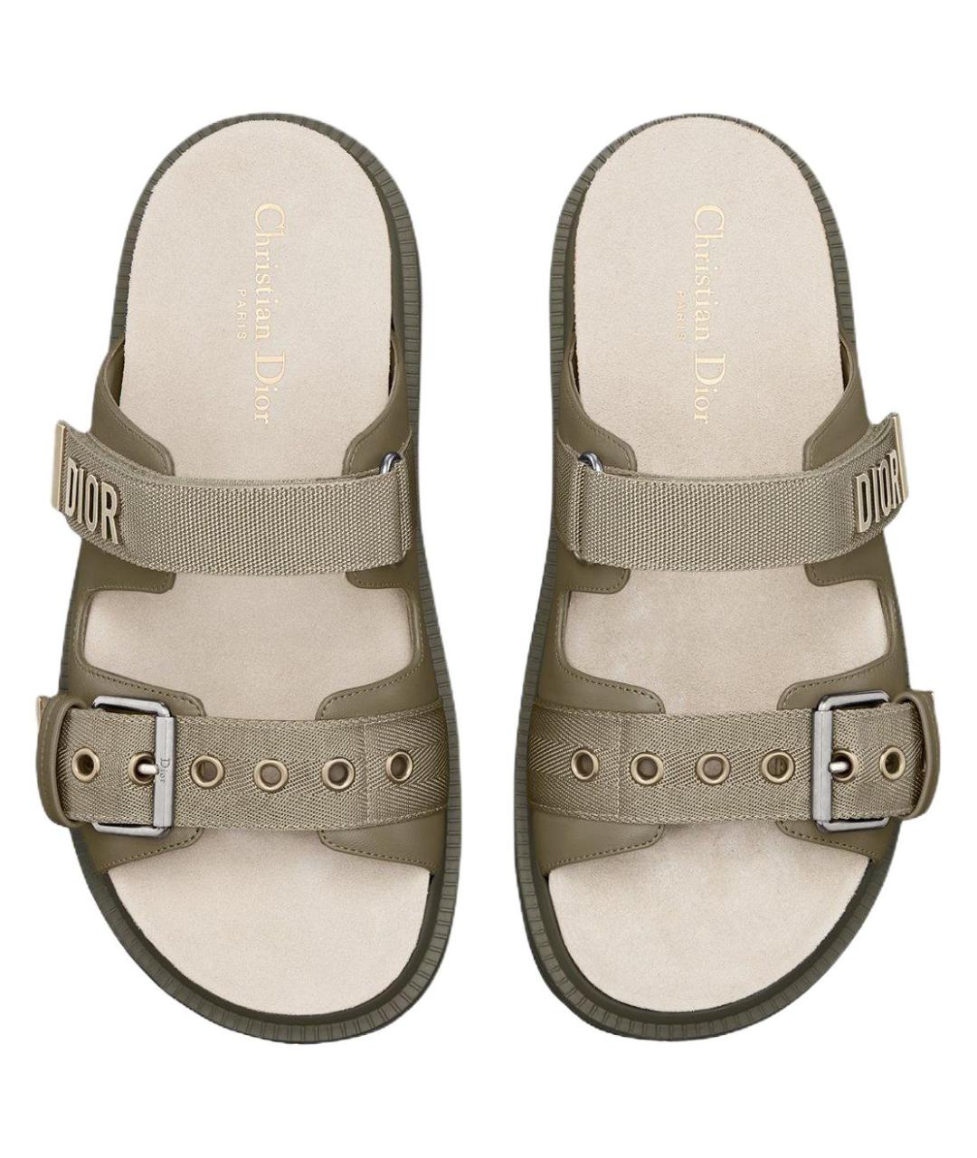 CHRISTIAN DIOR Зеленые кожаные сандалии, фото 4