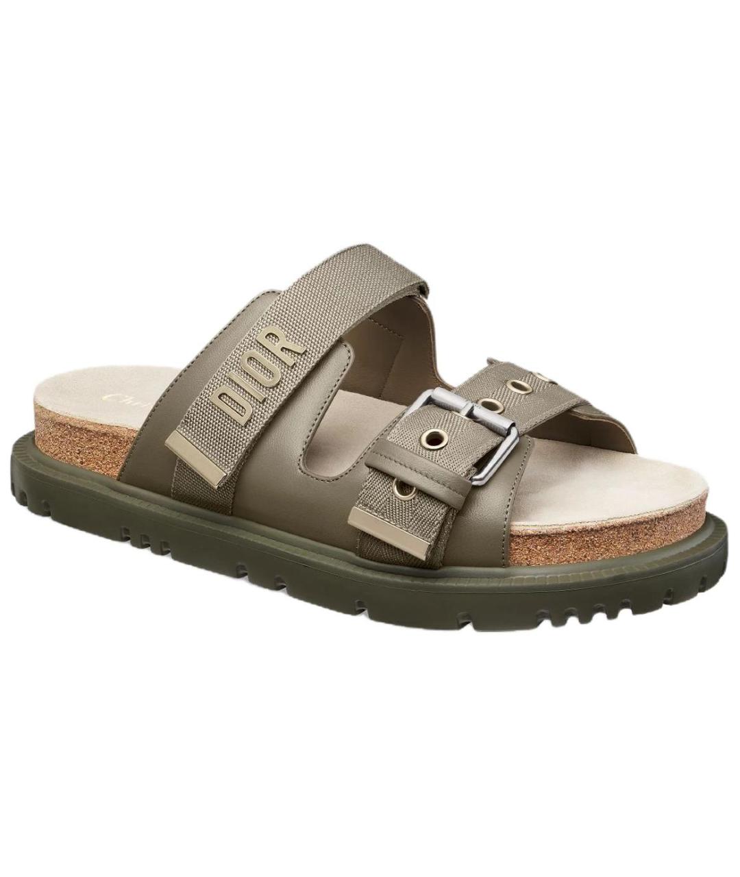 CHRISTIAN DIOR Зеленые кожаные сандалии, фото 3