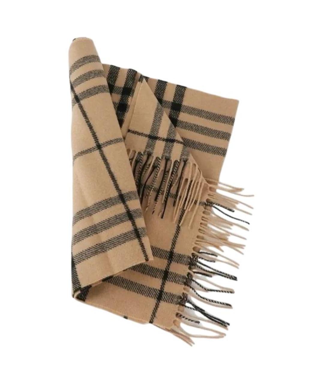 BURBERRY Коричневый шерстяной шарф, фото 2