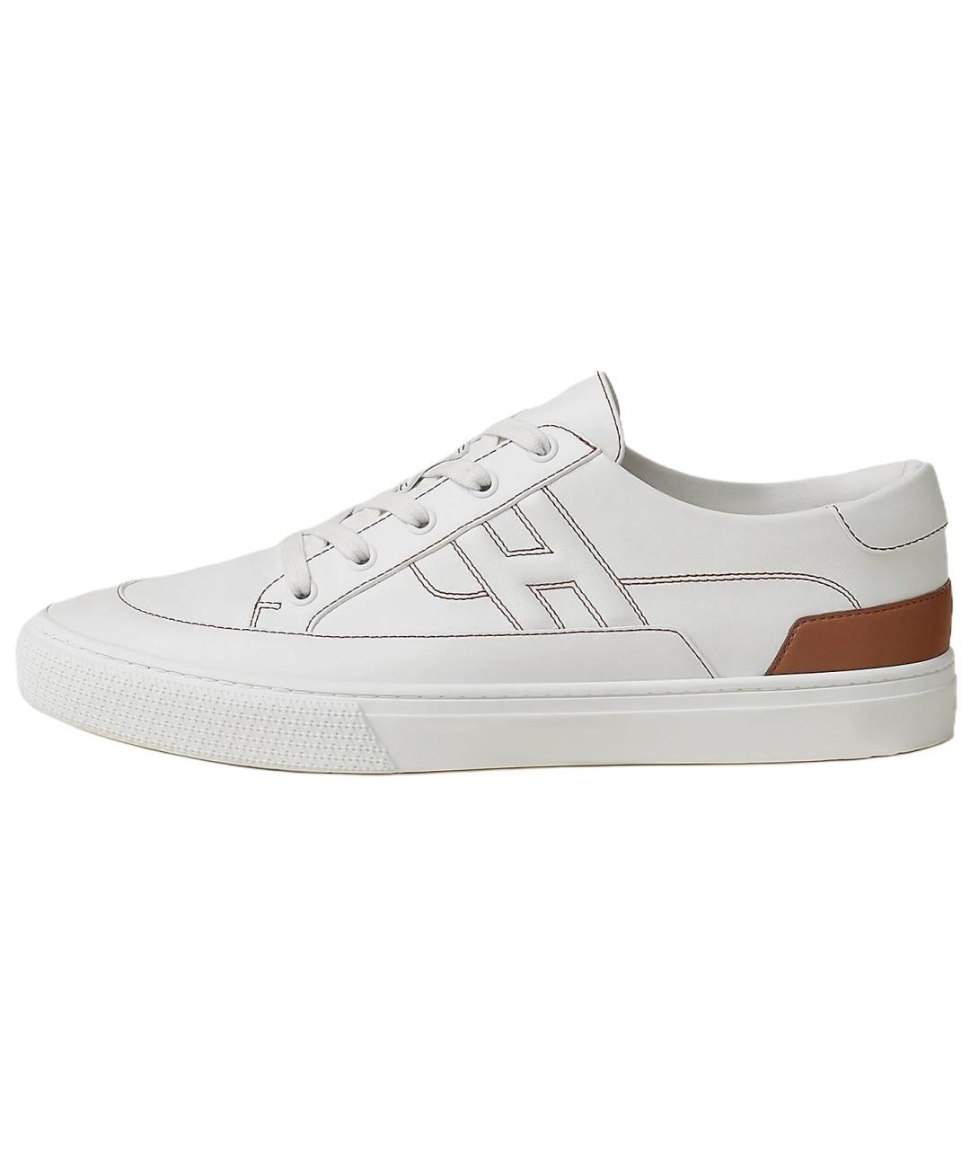 HERMES Белые кожаные низкие кроссовки / кеды, фото 2