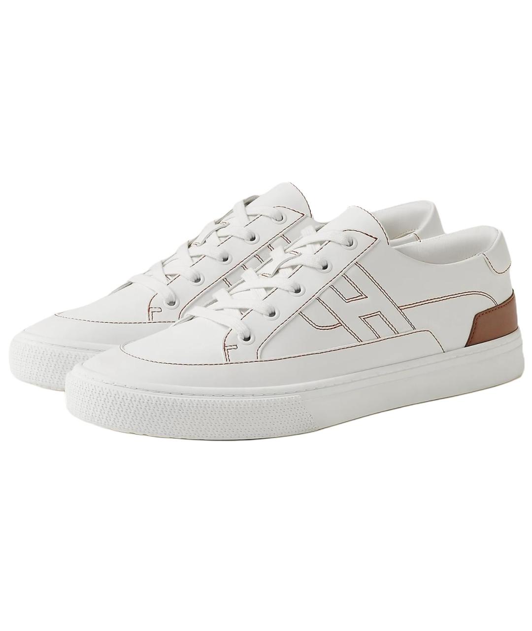 HERMES Белые кожаные низкие кроссовки / кеды, фото 5