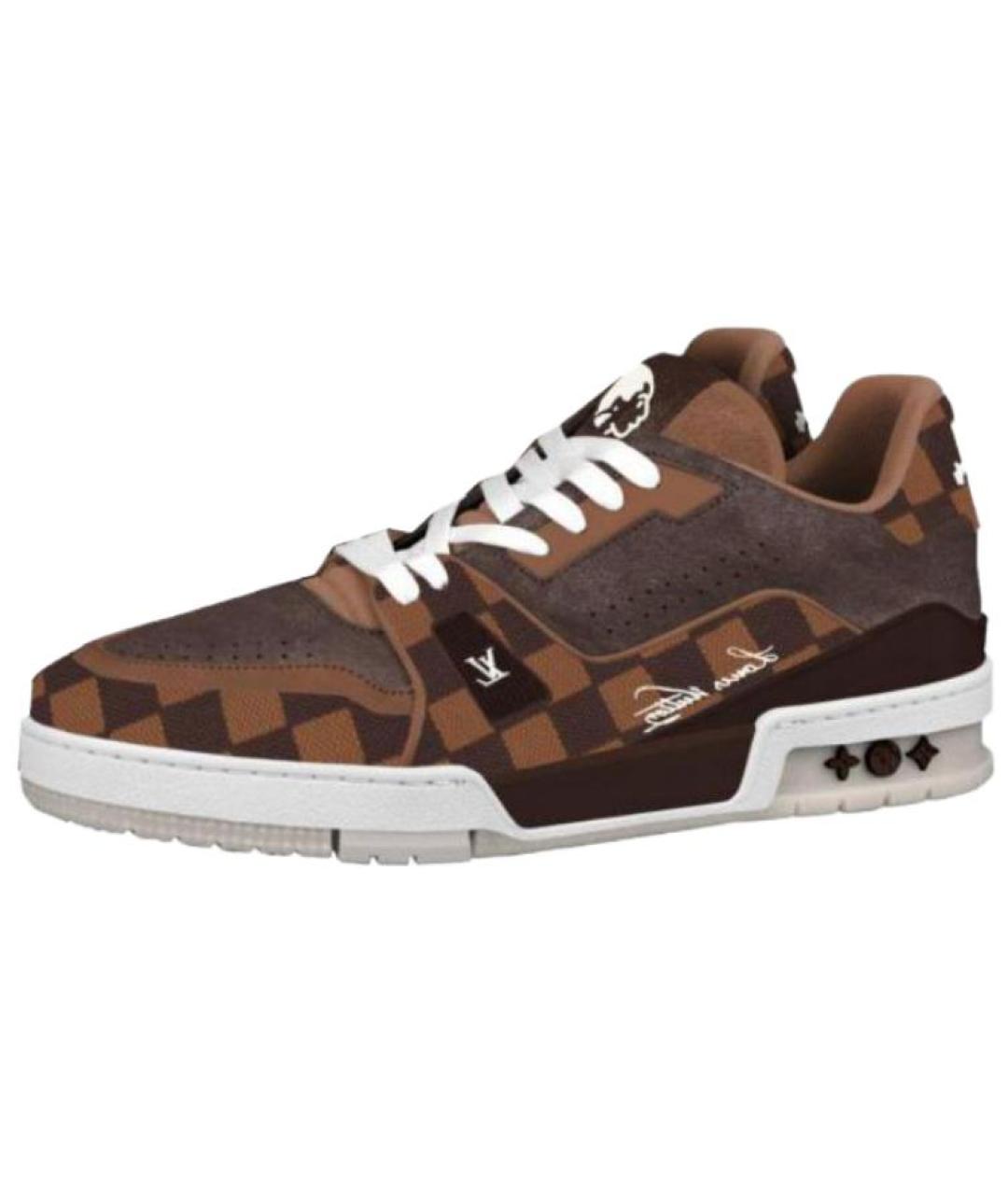 LOUIS VUITTON Коричневые кожаные низкие кроссовки / кеды, фото 2