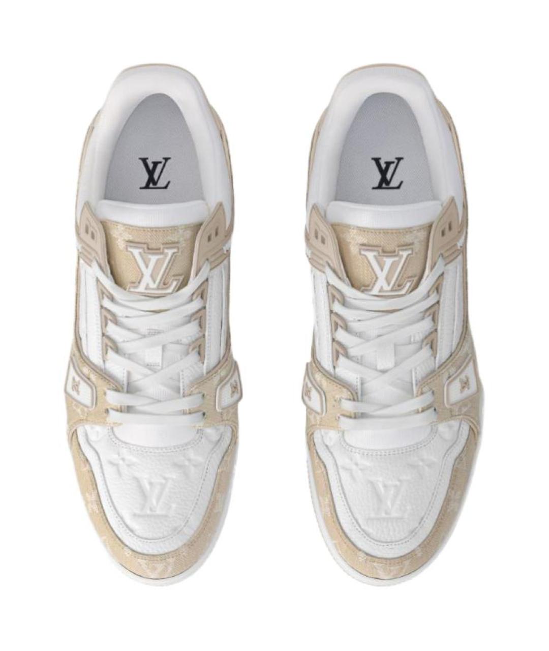 LOUIS VUITTON Бежевые кожаные низкие кроссовки / кеды, фото 4