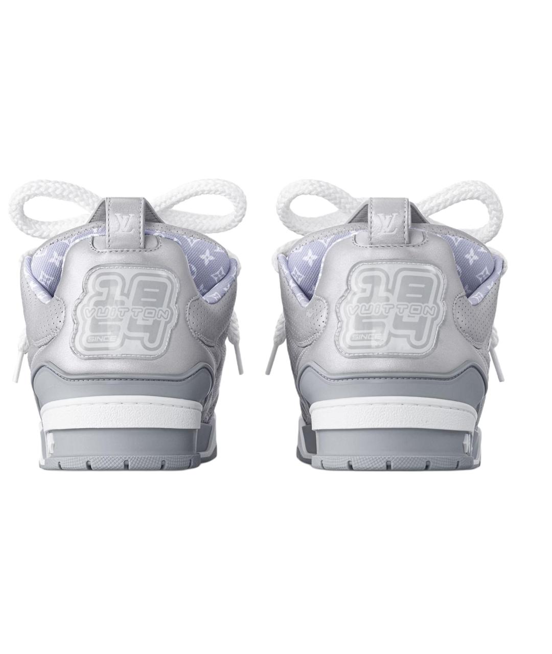 LOUIS VUITTON Серебряные кожаные низкие кроссовки / кеды, фото 4