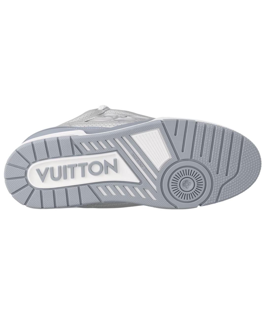 LOUIS VUITTON Серебряные кожаные низкие кроссовки / кеды, фото 5