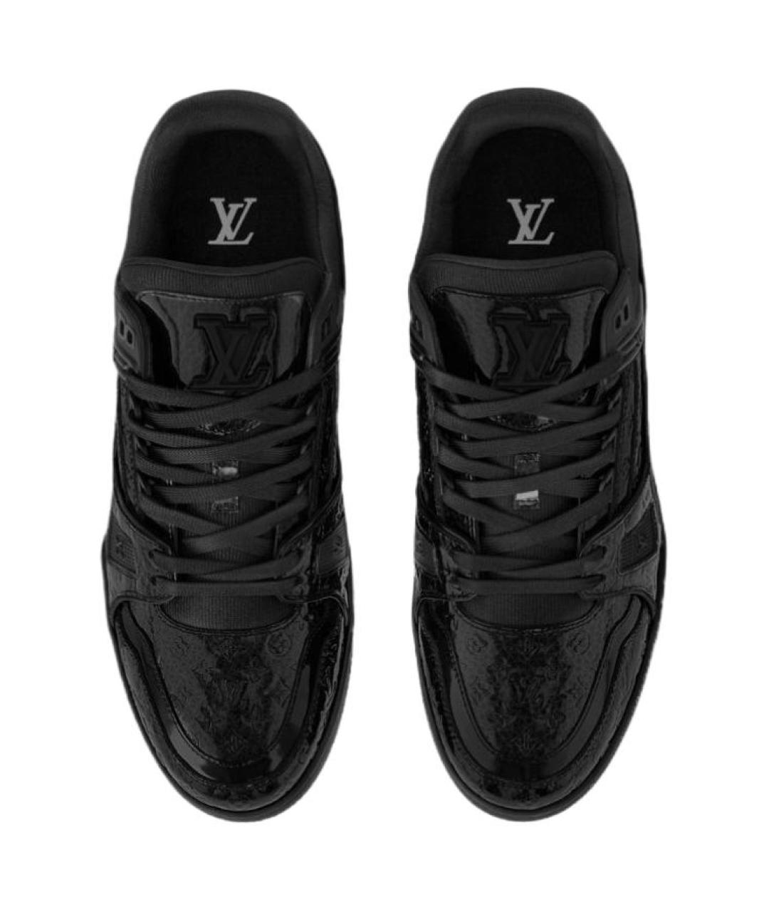 LOUIS VUITTON Черные низкие кроссовки / кеды из лакированной кожи, фото 4