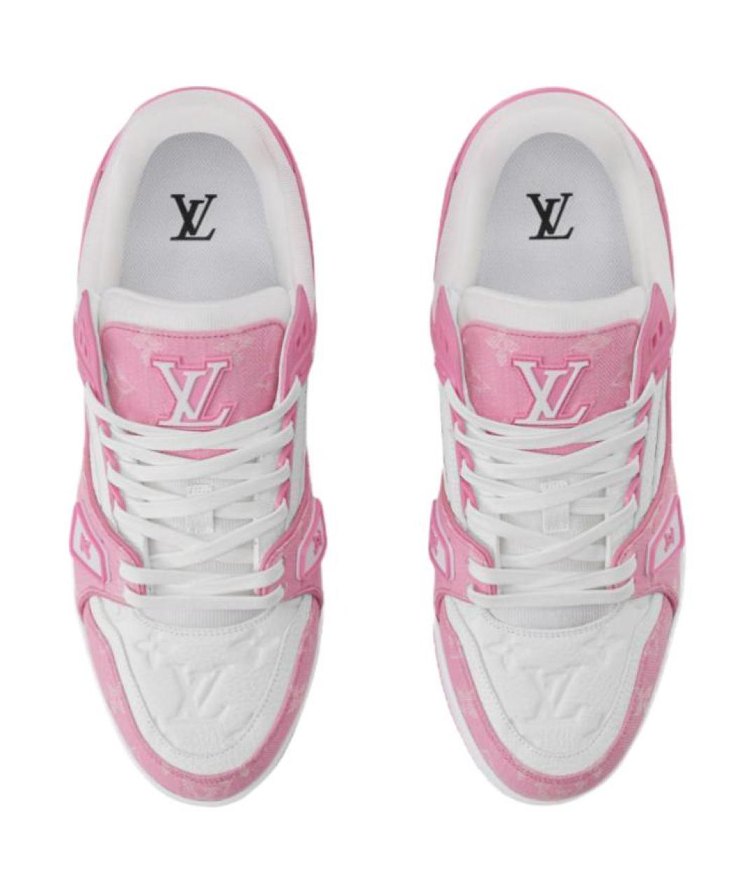 LOUIS VUITTON Розовые кожаные низкие кроссовки / кеды, фото 4