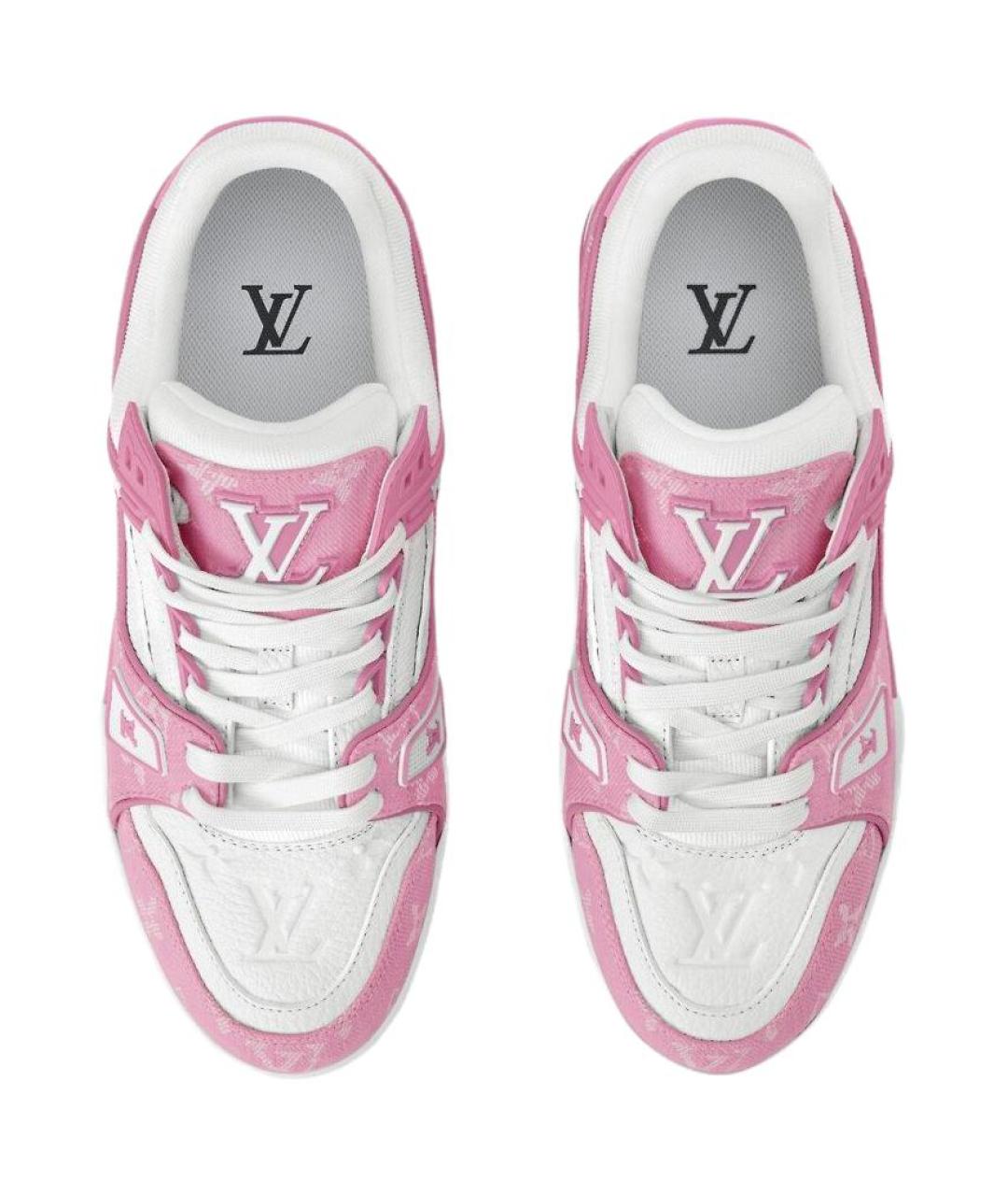 LOUIS VUITTON Розовые кожаные кроссовки, фото 4