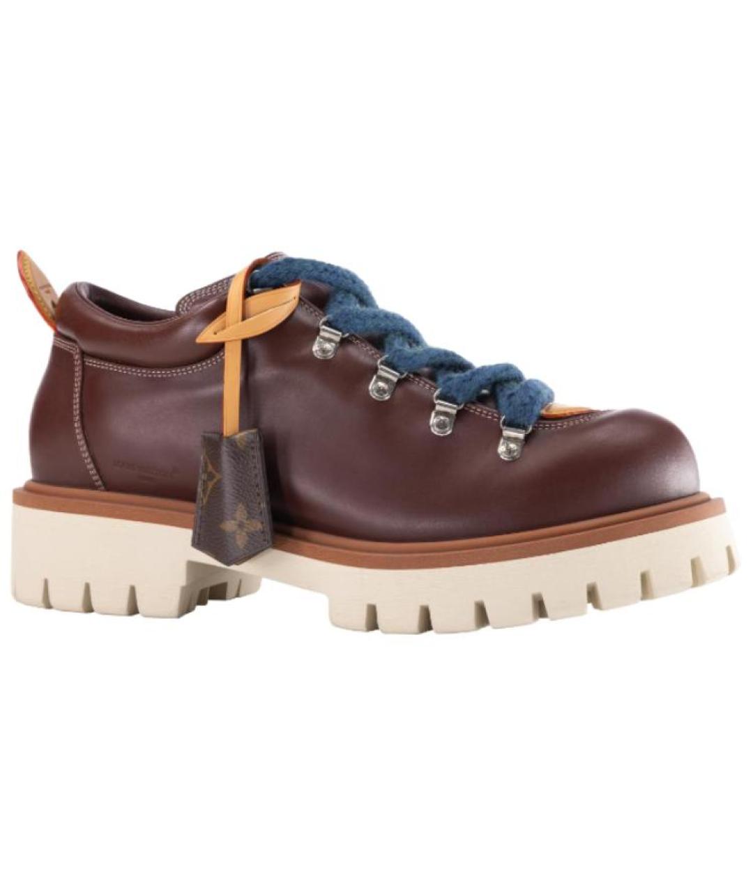 LOUIS VUITTON Коричневые кожаные низкие ботинки, фото 1