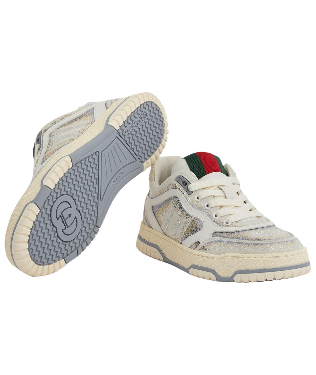 GUCCI Белые кожаные кроссовки, фото 6