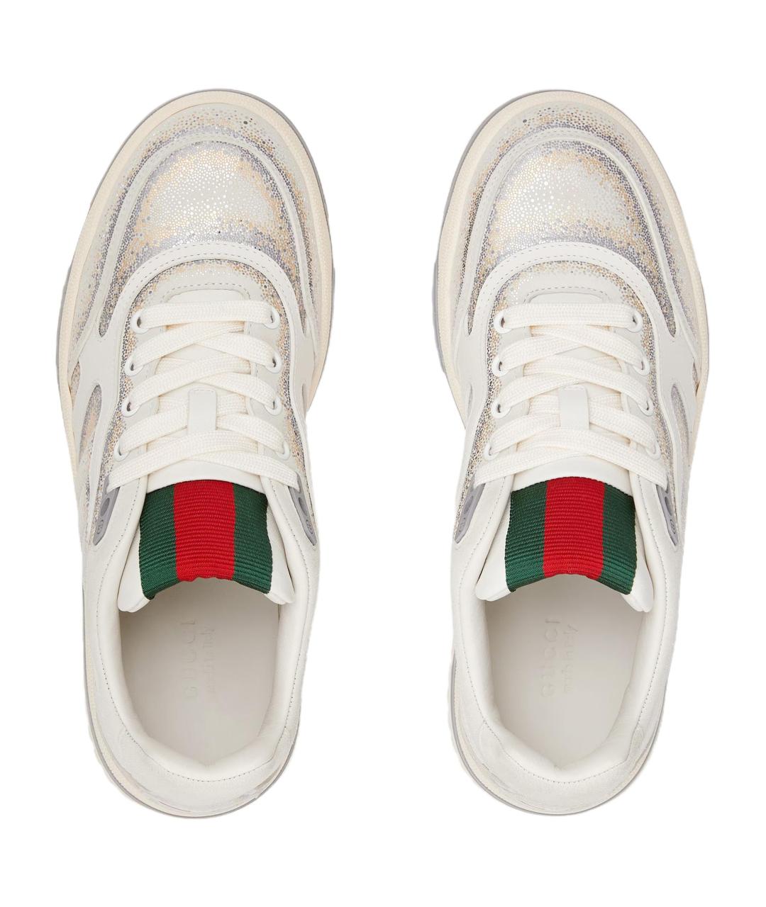 GUCCI Белые кожаные кроссовки, фото 4