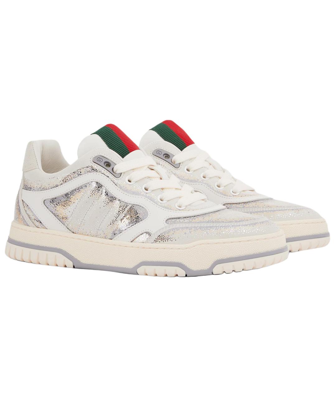 GUCCI Белые кожаные кроссовки, фото 3