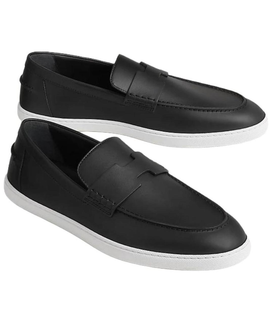 HERMES Черные кожаные лоферы, фото 3