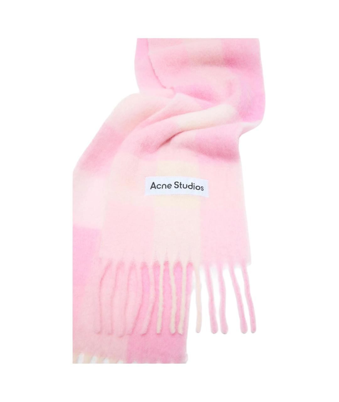 ACNE STUDIOS Розовый шерстяной шарф, фото 3