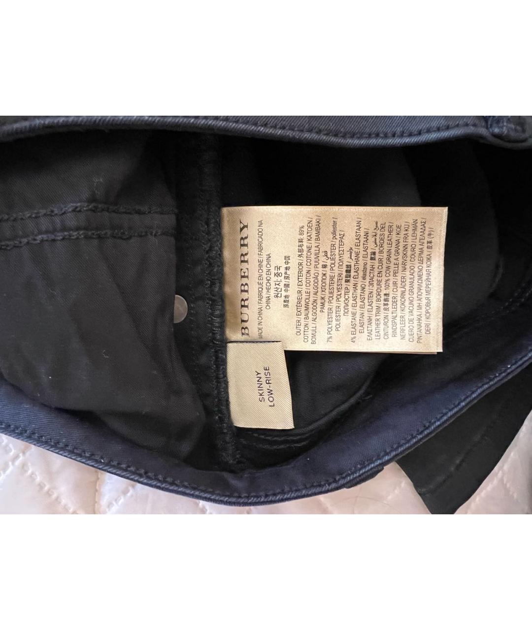 BURBERRY Черные хлопко-полиэстеровые джинсы слим, фото 5
