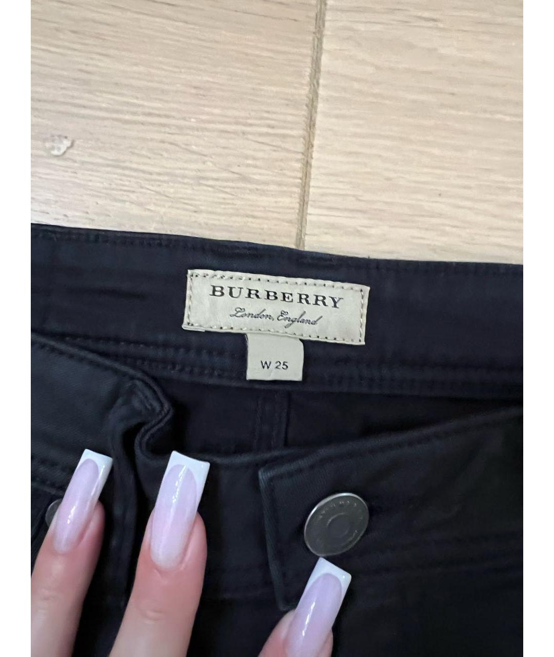 BURBERRY Черные хлопко-полиэстеровые джинсы слим, фото 3