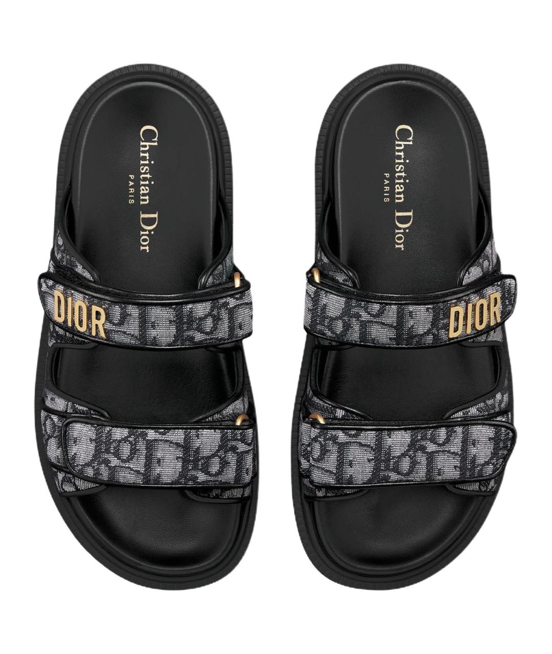 CHRISTIAN DIOR Серые текстильные сандалии, фото 4