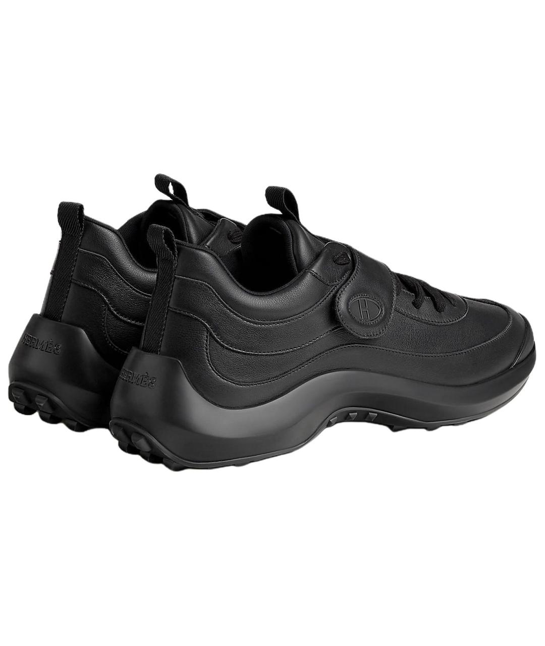 HERMES Черные кожаные низкие кроссовки / кеды, фото 4