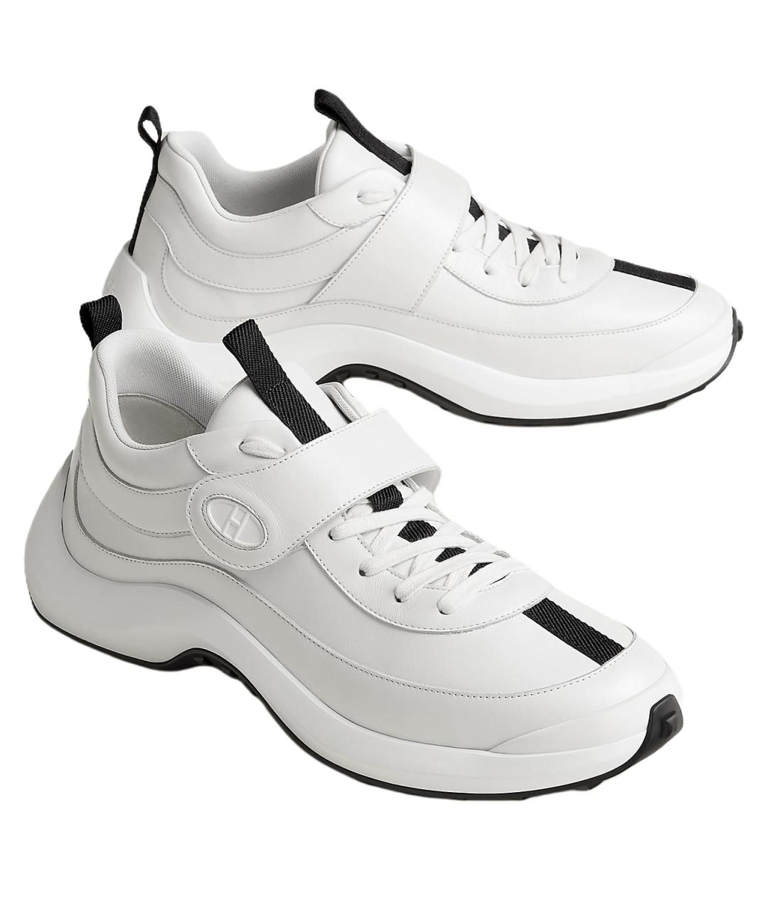 HERMES Белые кожаные низкие кроссовки / кеды, фото 3