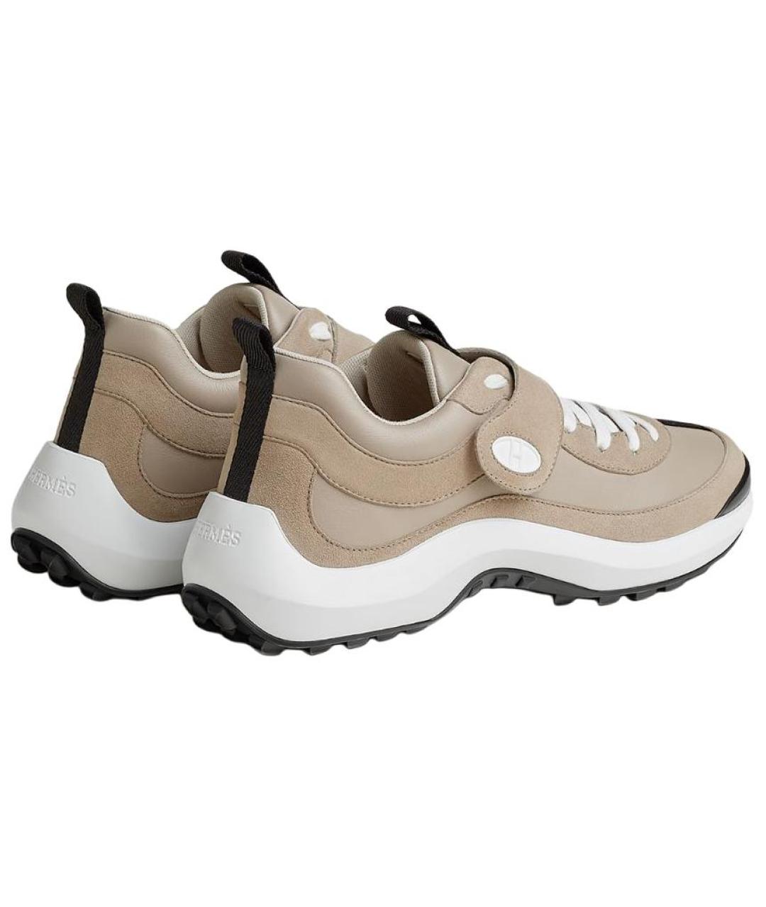 HERMES Бежевые замшевые кроссовки, фото 5