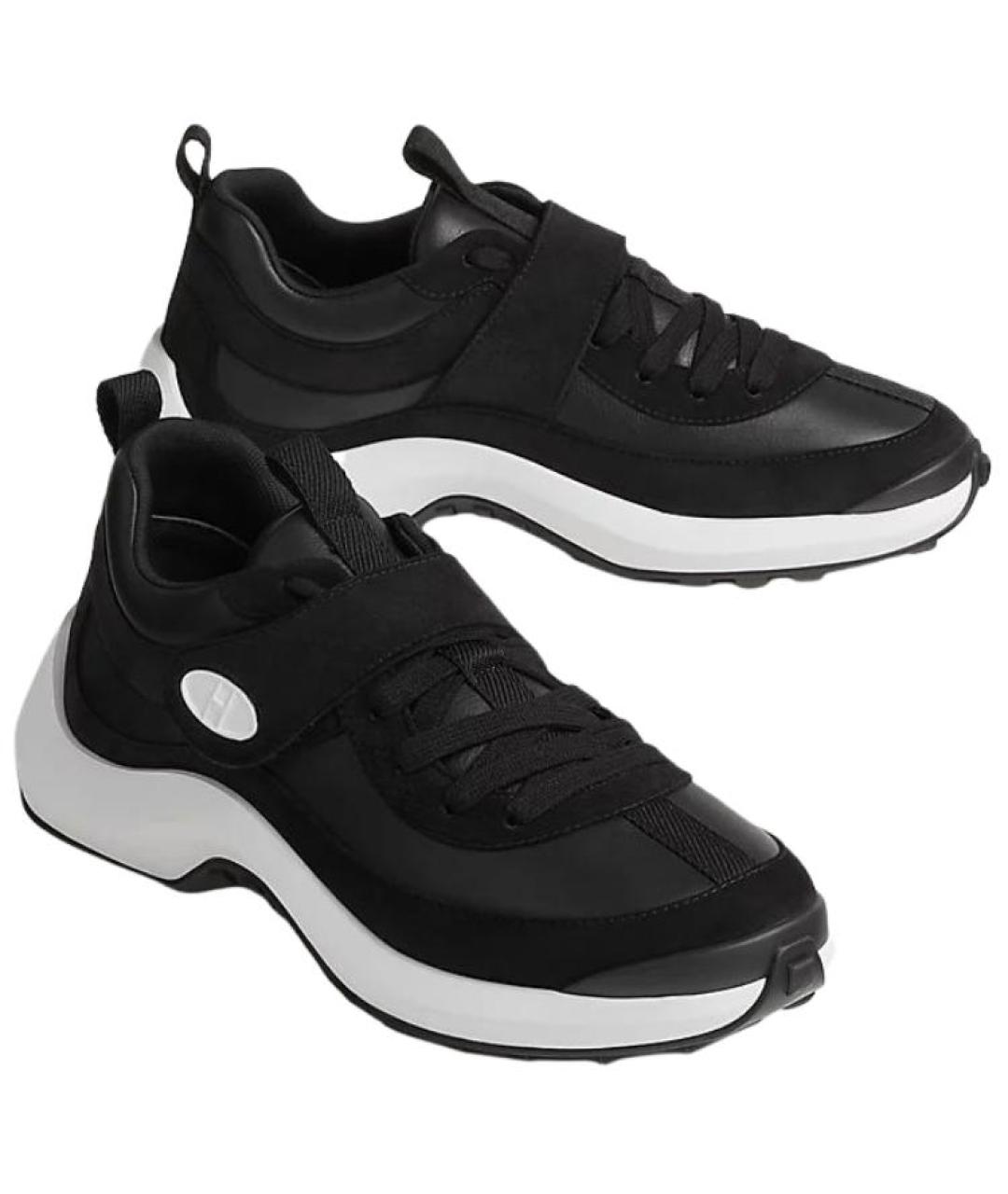 HERMES Черные кожаные кроссовки, фото 3