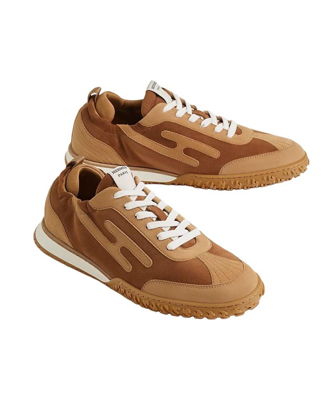 HERMES Коричневые замшевые низкие кроссовки / кеды, фото 3