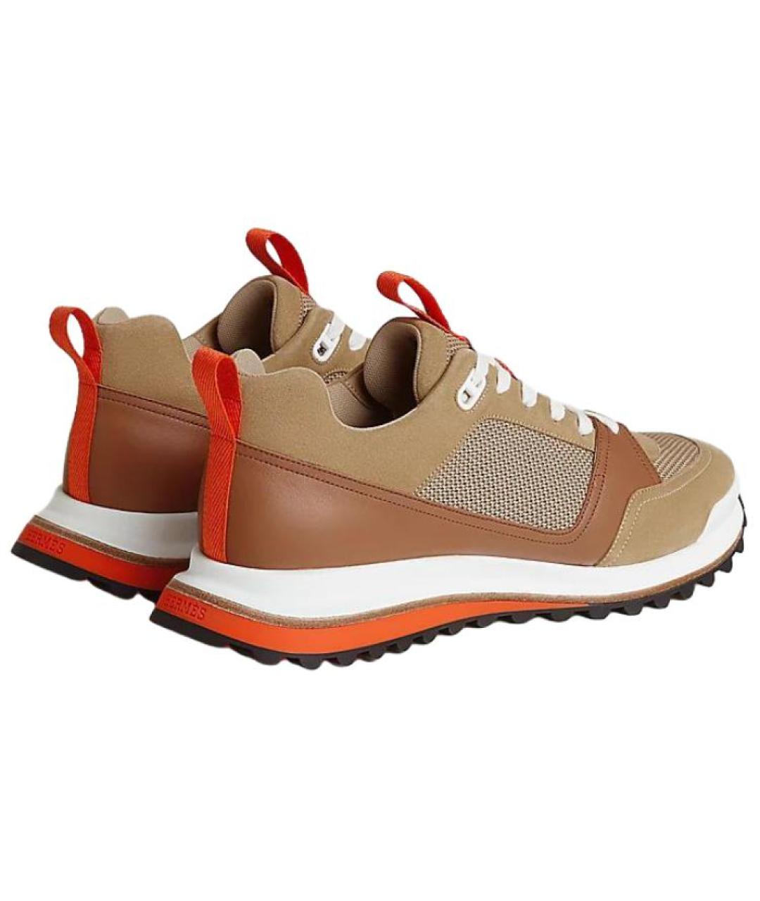 HERMES Бежевые кожаные низкие кроссовки / кеды, фото 4