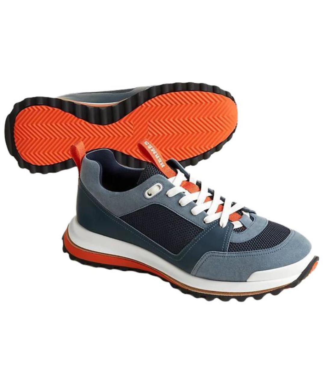 HERMES Синие низкие кроссовки / кеды, фото 4