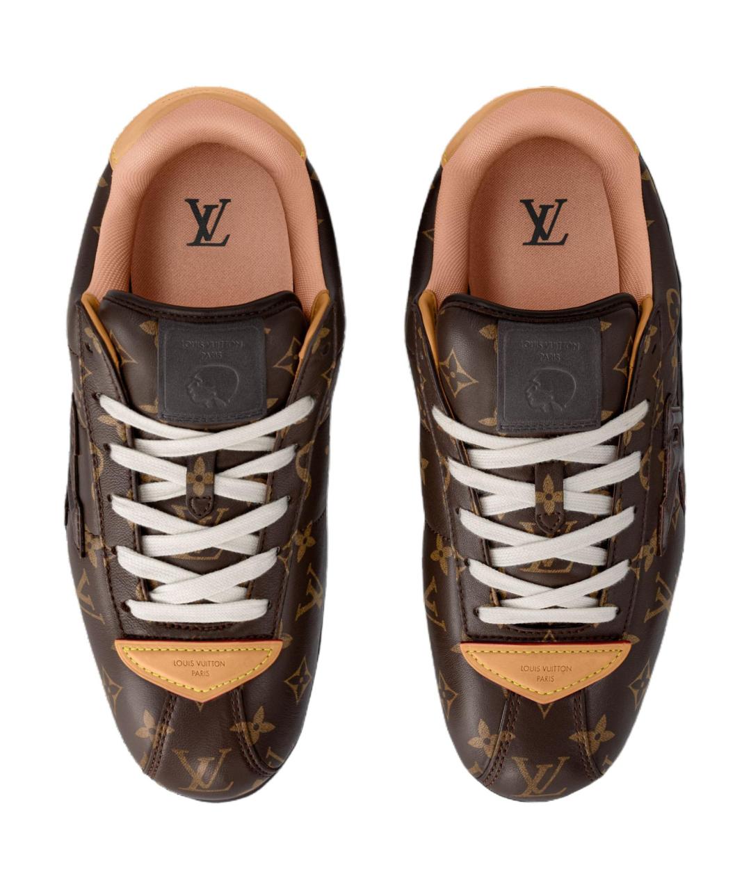 LOUIS VUITTON Коричневые кожаные кроссовки, фото 4