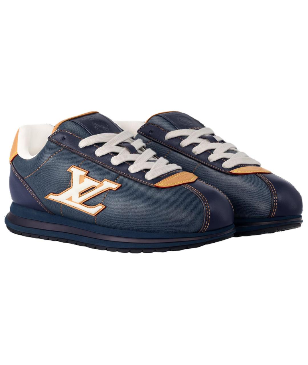 LOUIS VUITTON Темно-синие кожаные низкие кроссовки / кеды, фото 3