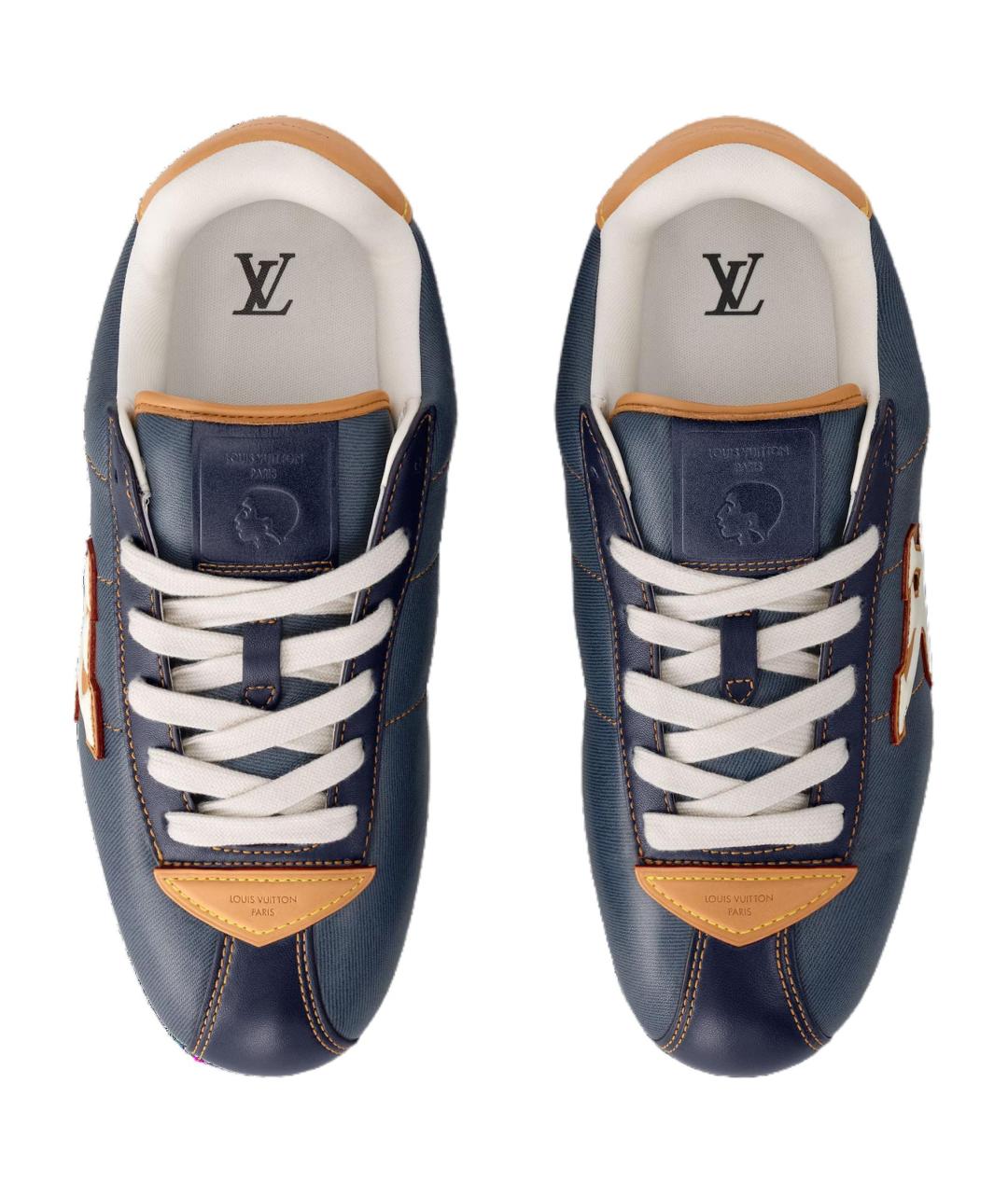 LOUIS VUITTON Темно-синие кожаные низкие кроссовки / кеды, фото 4