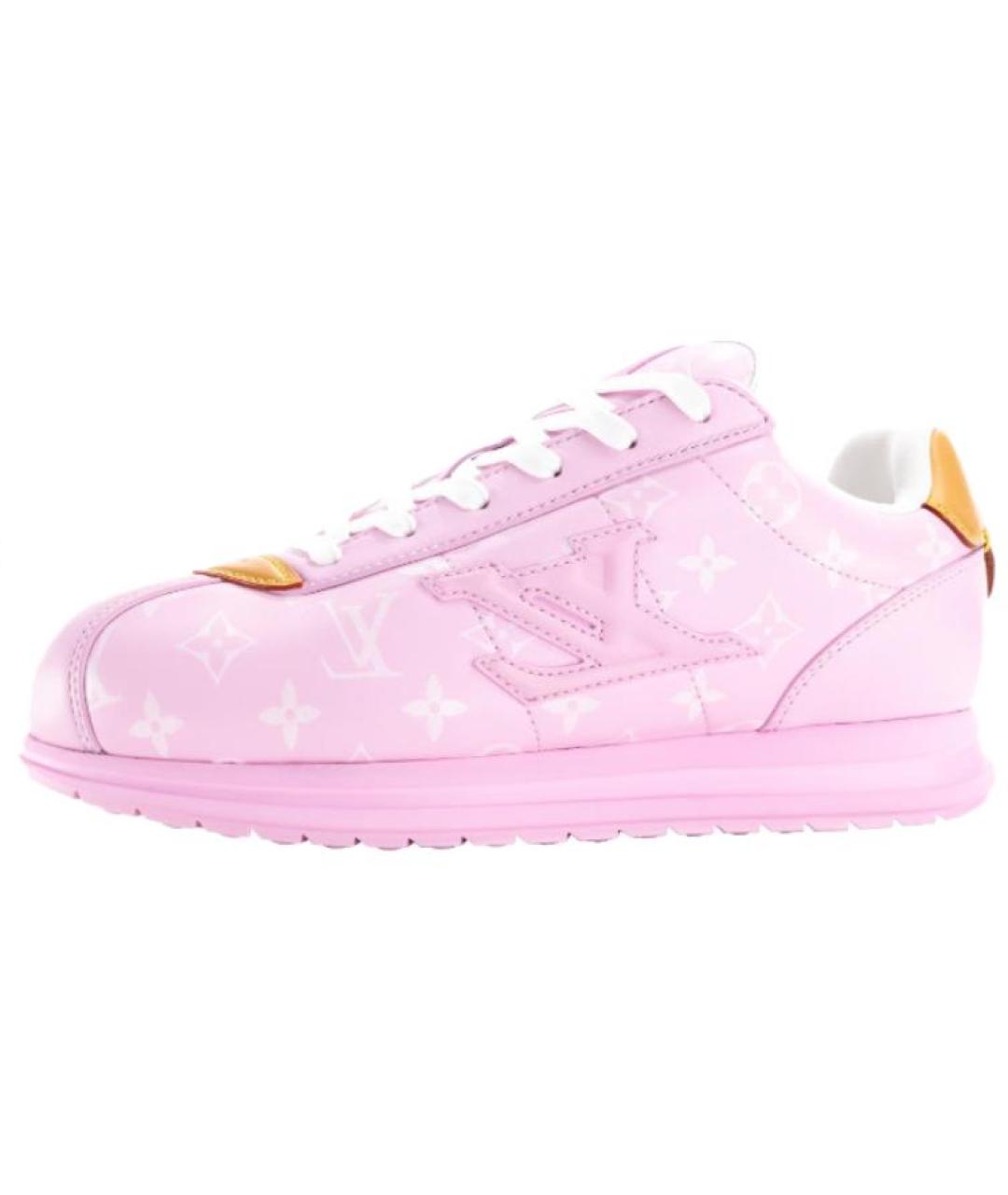LOUIS VUITTON Розовые кожаные кроссовки, фото 2