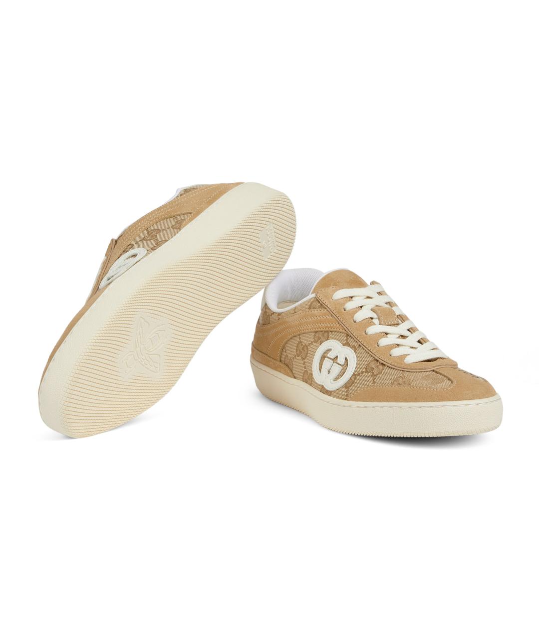 GUCCI Бежевые текстильные кеды, фото 6