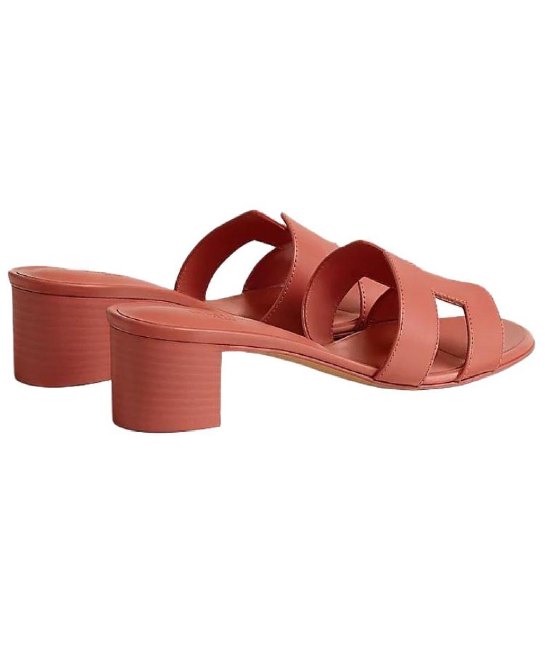 HERMES Красные кожаные сандалии, фото 4