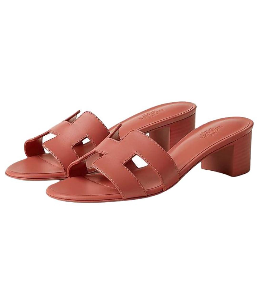 HERMES Красные кожаные сандалии, фото 5