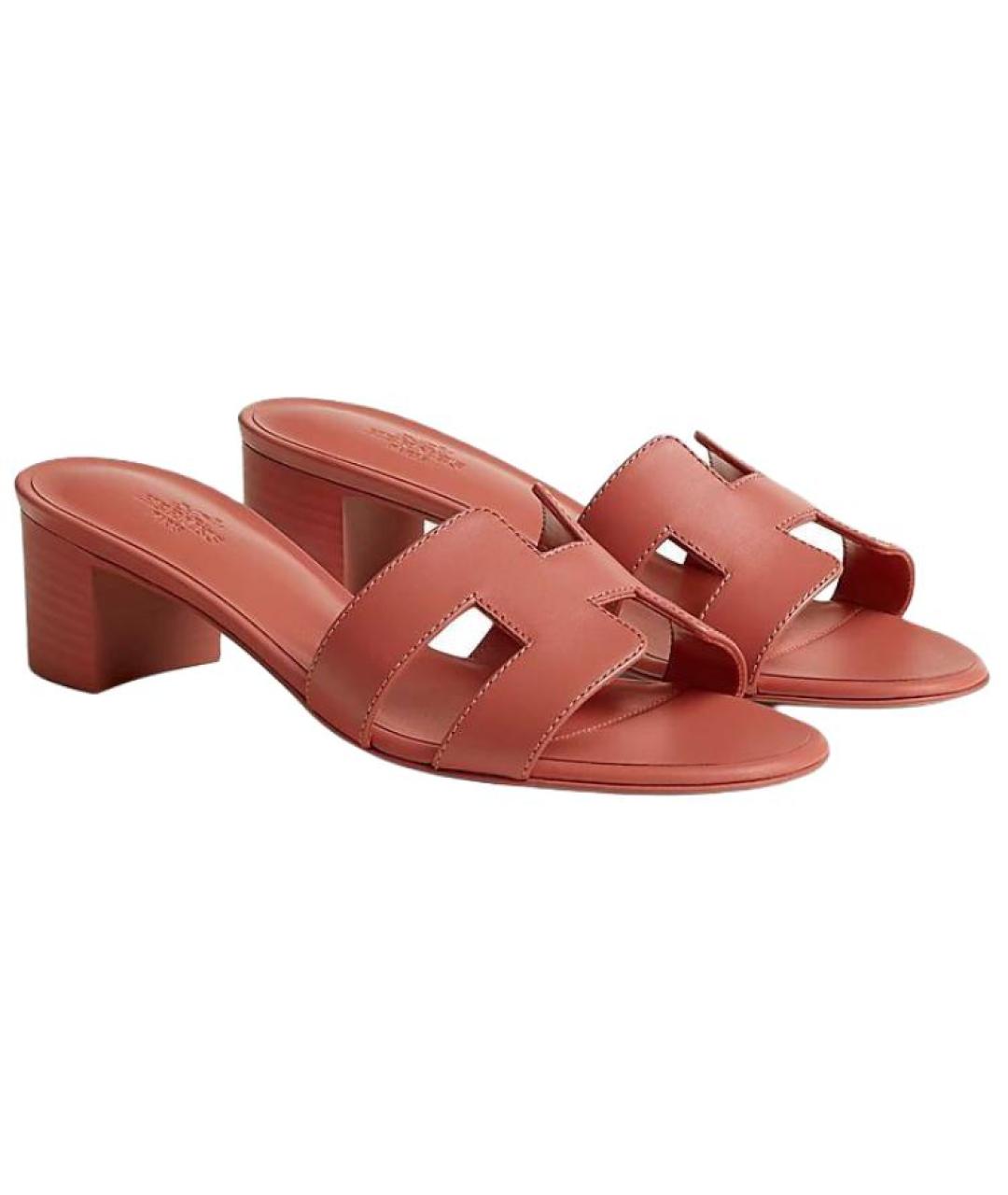 HERMES Красные кожаные сандалии, фото 3