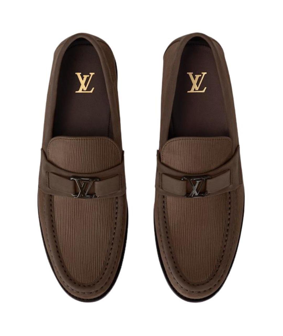 LOUIS VUITTON Коричневые замшевые лоферы, фото 4