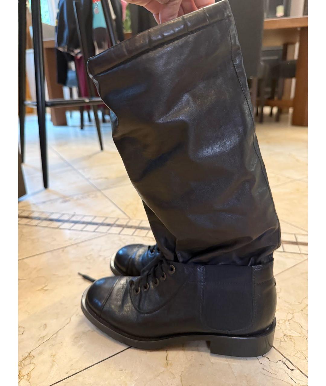 CHANEL Черные кожаные ботинки, фото 7