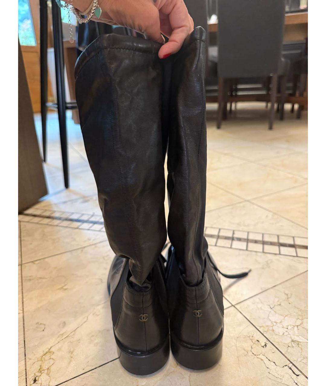 CHANEL Черные кожаные ботинки, фото 3
