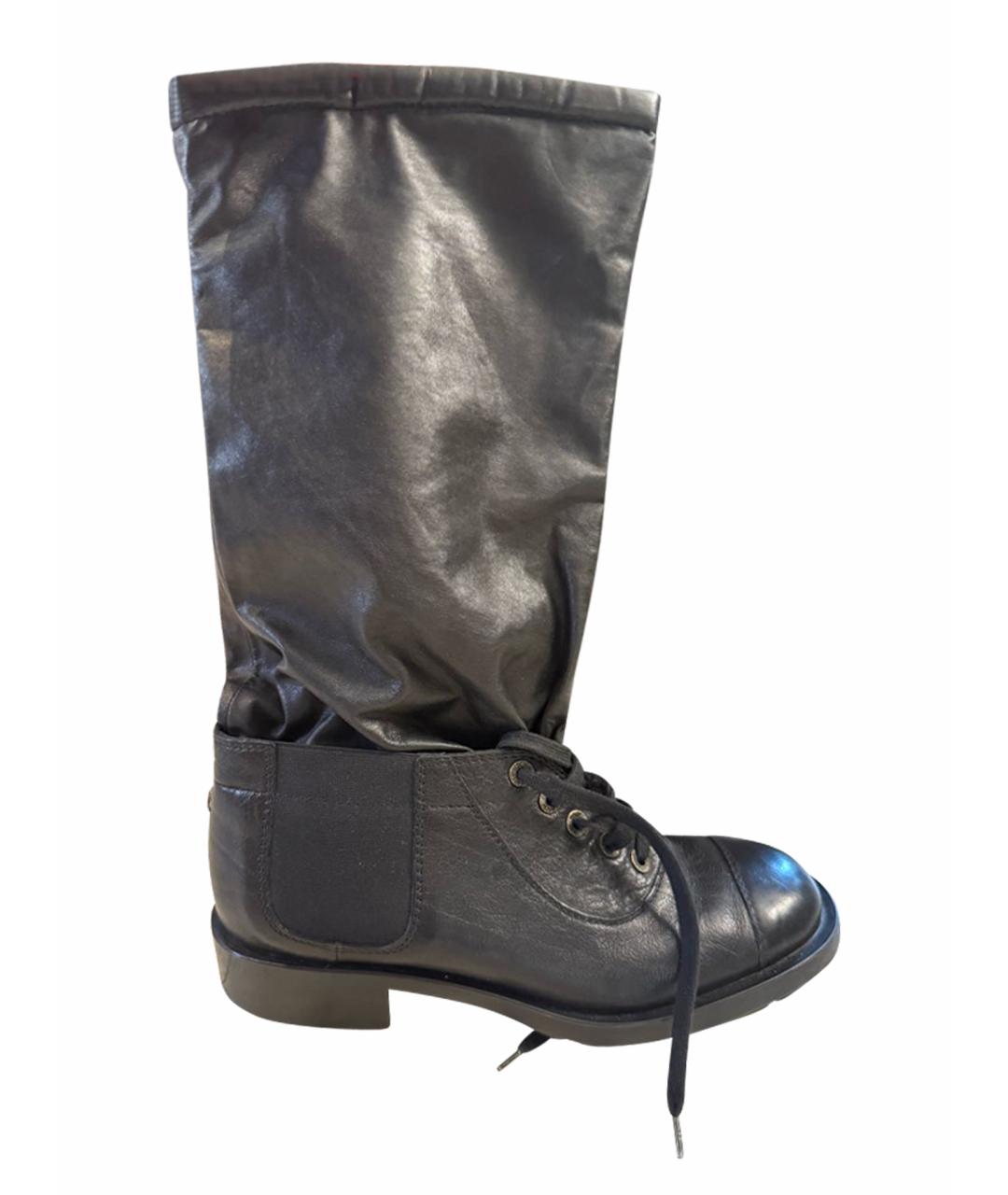 CHANEL Черные кожаные ботинки, фото 1