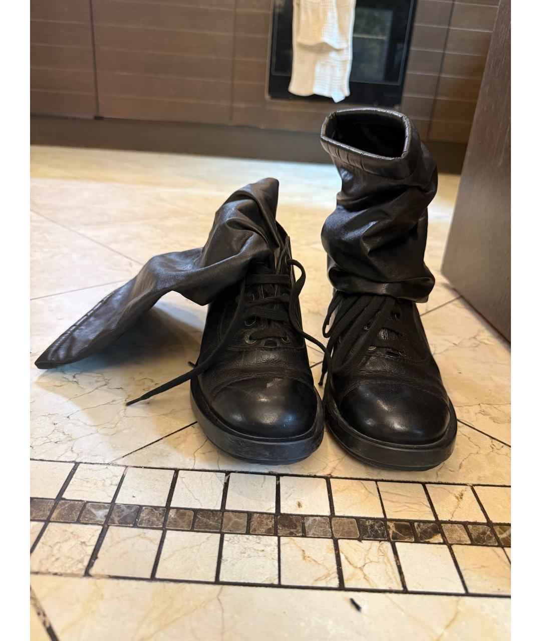 CHANEL Черные кожаные ботинки, фото 8
