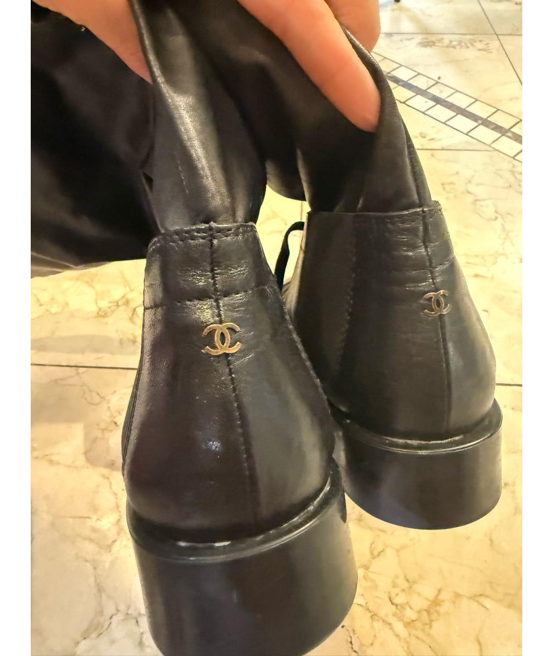 CHANEL Черные кожаные ботинки, фото 6