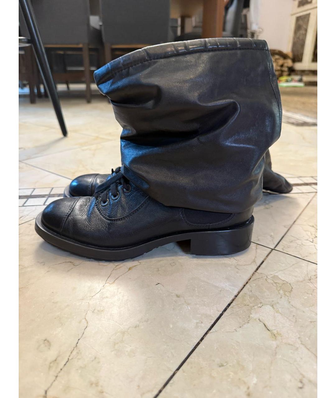 CHANEL Черные кожаные ботинки, фото 2